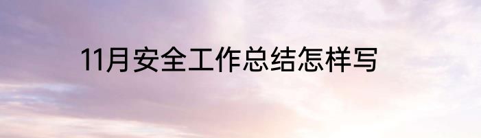 11月安全工作总结怎样写