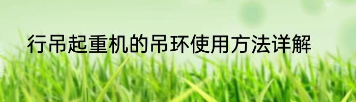 行吊起重机的吊环使用方法详解