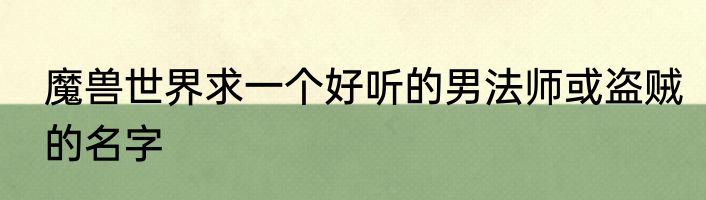 魔兽世界求一个好听的男法师或盗贼的名字