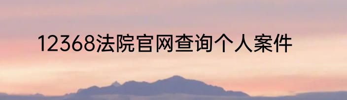 12368法院官网查询个人案件