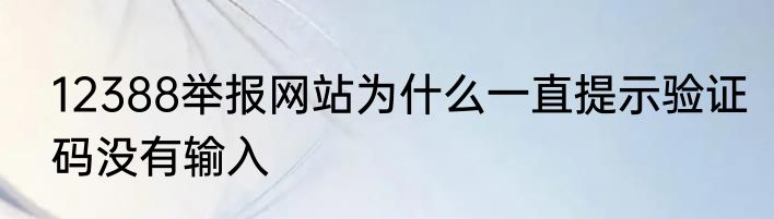 12388举报网站为什么一直提示验证码没有输入