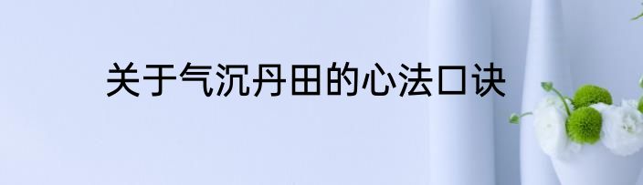 关于气沉丹田的心法口诀