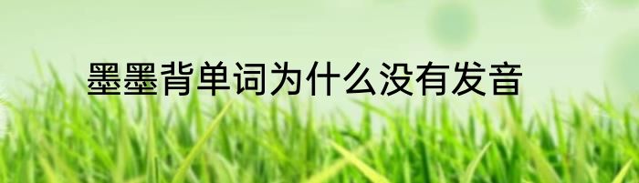 墨墨背单词为什么没有发音