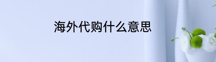 海外代购什么意思