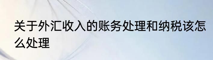 关于外汇收入的账务处理和纳税该怎么处理
