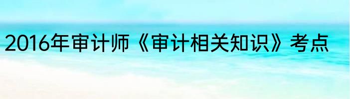 2016年审计师《审计相关知识》考点