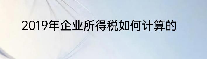 2019年企业所得税如何计算的