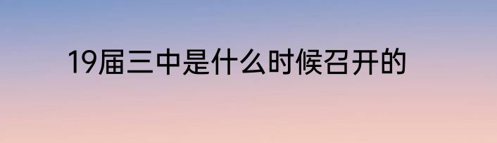 19届三中是什么时候召开的