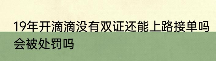 19年开滴滴没有双证还能上路接单吗会被处罚吗