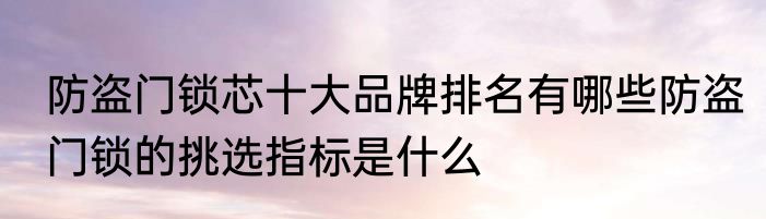 防盗门锁芯十大品牌排名有哪些防盗门锁的挑选指标是什么