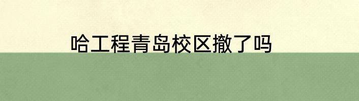 哈工程青岛校区撤了吗