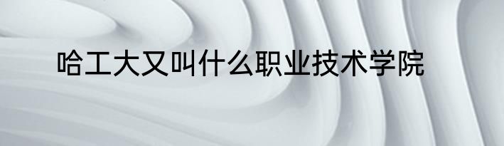 哈工大又叫什么职业技术学院
