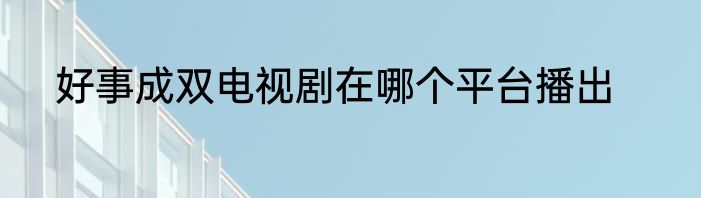 好事成双电视剧在哪个平台播出