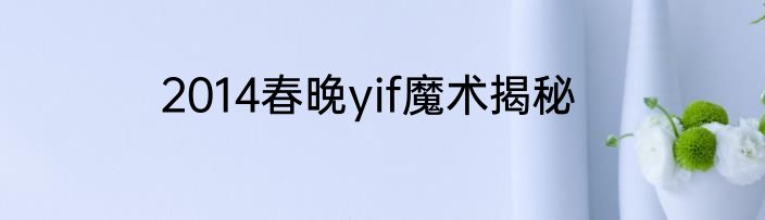 2014春晚yif魔术揭秘