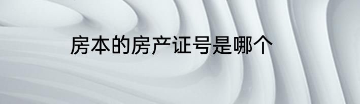 房本的房产证号是哪个