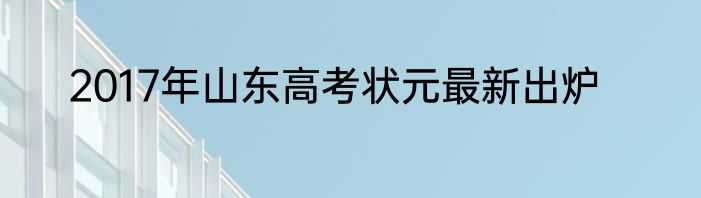 2017年山东高考状元最新出炉