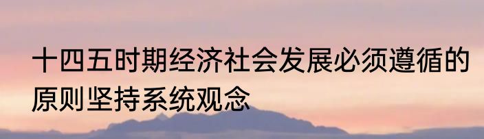 十四五时期经济社会发展必须遵循的原则坚持系统观念