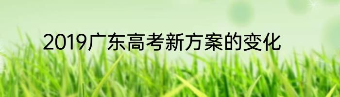 2019广东高考新方案的变化