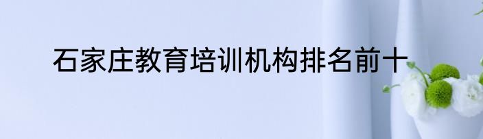 石家庄教育培训机构排名前十