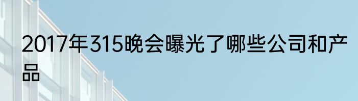 2017年315晚会曝光了哪些公司和产品