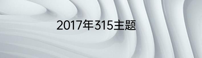 2017年315主题
