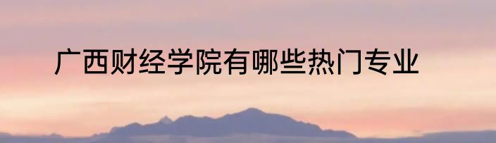 广西财经学院有哪些热门专业