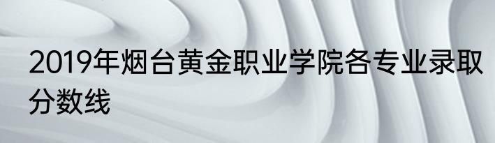 2019年烟台黄金职业学院各专业录取分数线