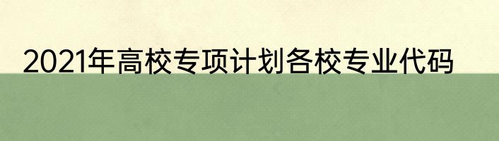 2021年高校专项计划各校专业代码