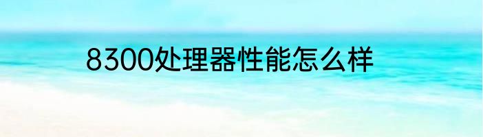 8300处理器性能怎么样