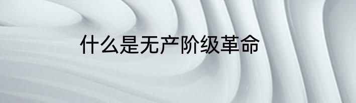 什么是无产阶级革命