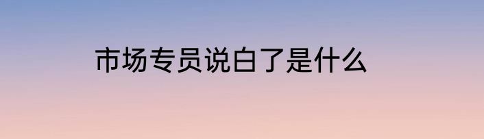 市场专员说白了是什么