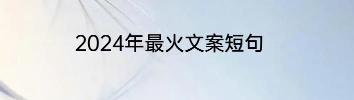 2024年最火文案短句