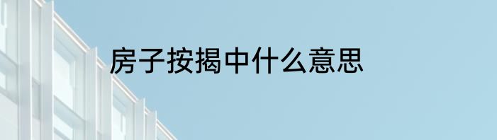 房子按揭中什么意思