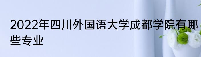 2022年四川外国语大学成都学院有哪些专业