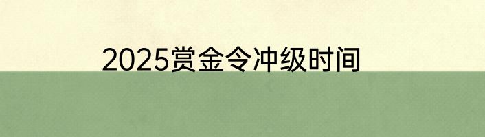 2025赏金令冲级时间