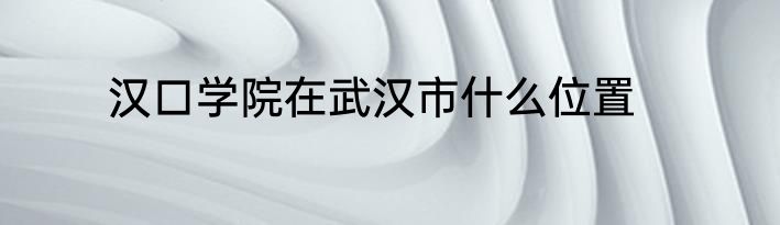 汉口学院在武汉市什么位置