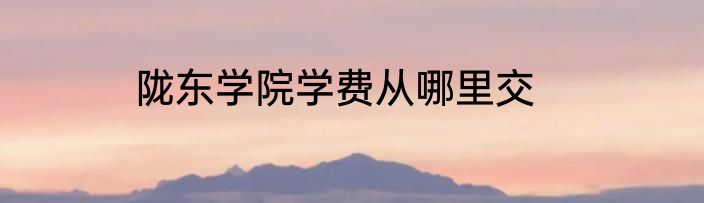 陇东学院学费从哪里交