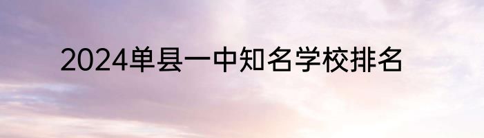 2024单县一中知名学校排名