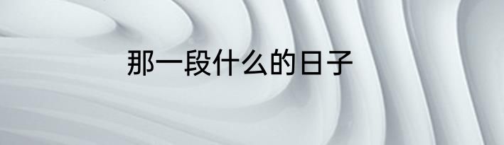 那一段什么的日子