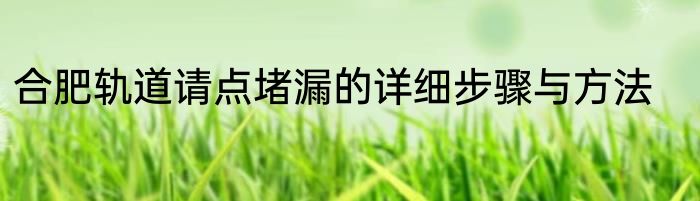 合肥轨道请点堵漏的详细步骤与方法