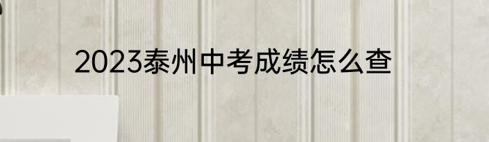 2023泰州中考成绩怎么查