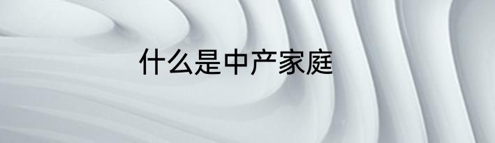 什么是中产家庭