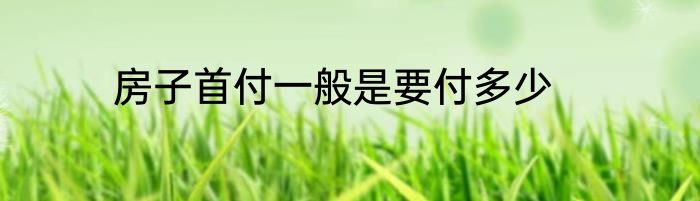 房子首付一般是要付多少