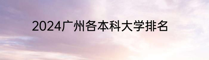 2024广州各本科大学排名