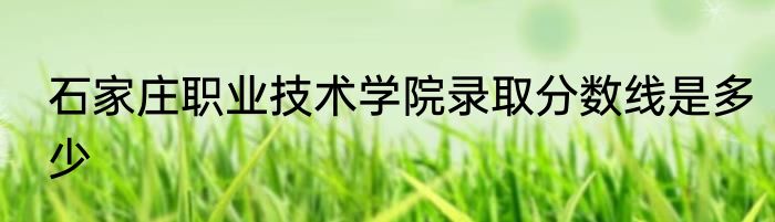 石家庄职业技术学院录取分数线是多少