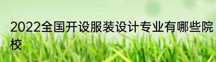 2022全国开设服装设计专业有哪些院校