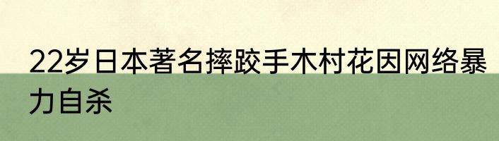 22岁日本著名摔跤手木村花因网络暴力自杀