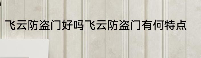飞云防盗门好吗飞云防盗门有何特点