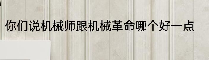 你们说机械师跟机械革命哪个好一点