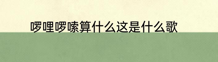 啰哩啰嗦算什么这是什么歌